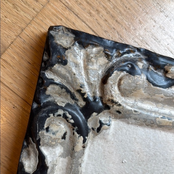 Decorative Vintage Square Tin Tile with Ornate Design - Picture 4 of 8